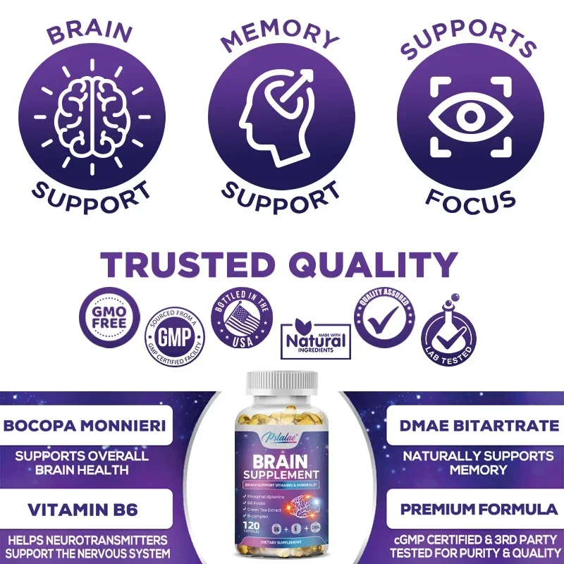 Brain Supplement Capsules - Memory, Focus, Clarity, Energy Brain Supplement