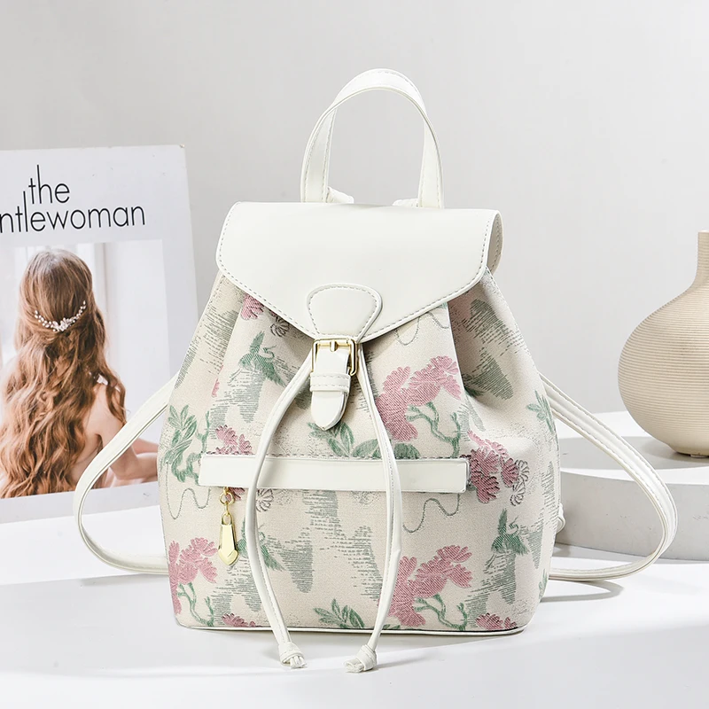 Stylish elegant and gentle printed women\'s backpack, the texture of foreign style cross-body bag