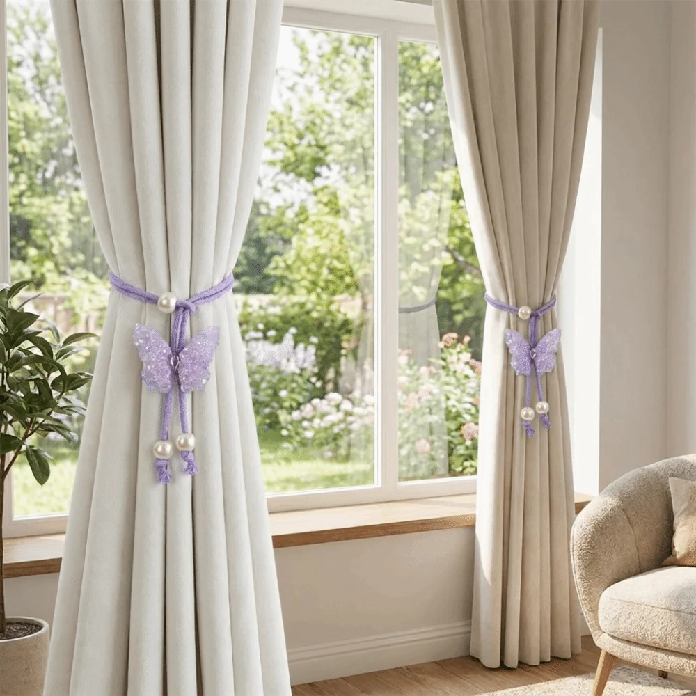 Sequin Butterfly Shaped Curtain Tieback Adjustable Handmade Creative Curtain Straps Decorative Simple Curtain Buckle Home Decor