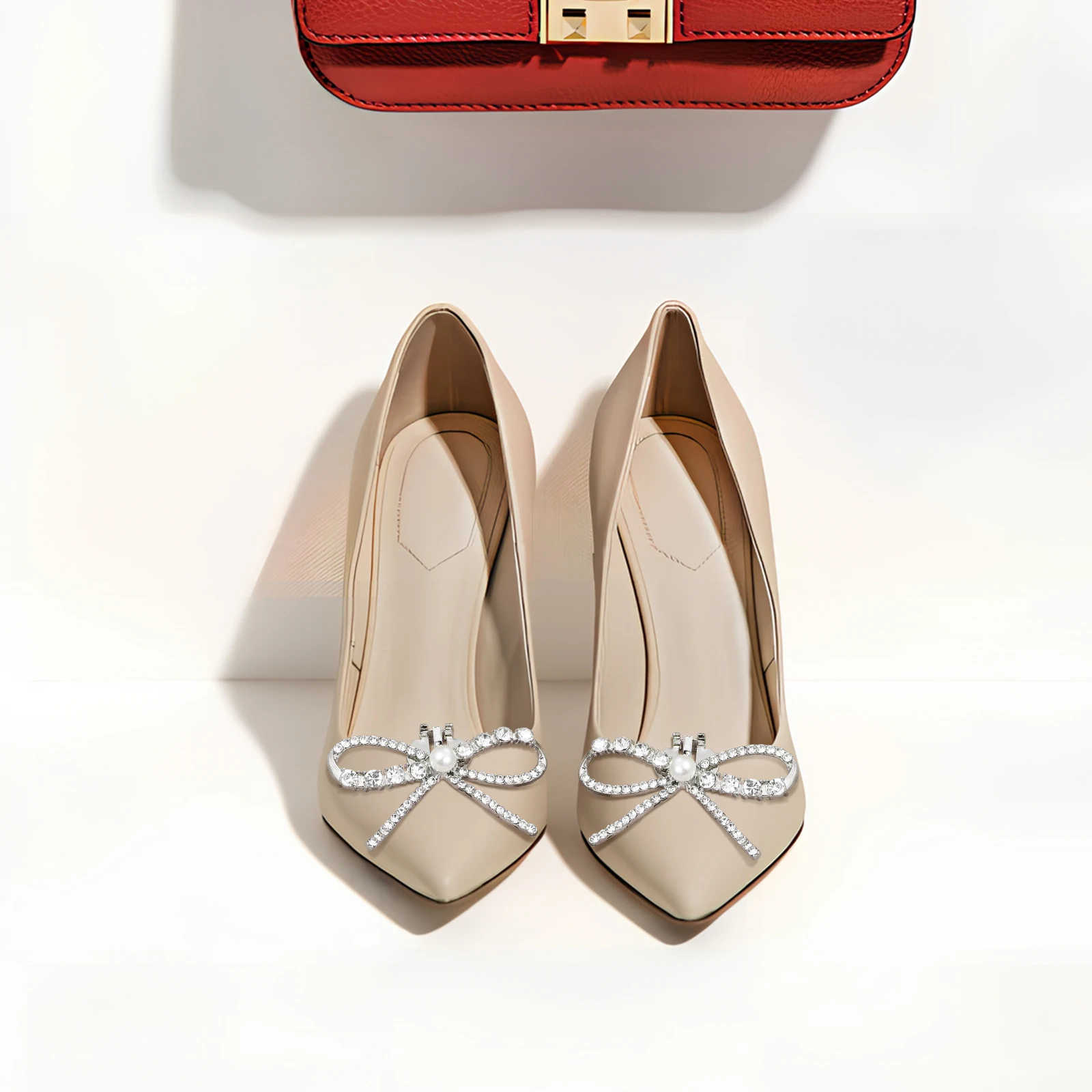 2 قطعة مقاطع الأحذية القوس حجر الراين تألق أناقة Bowknot الديكور اكسسوارات الزفاف للنساء الكعوب الصنادل