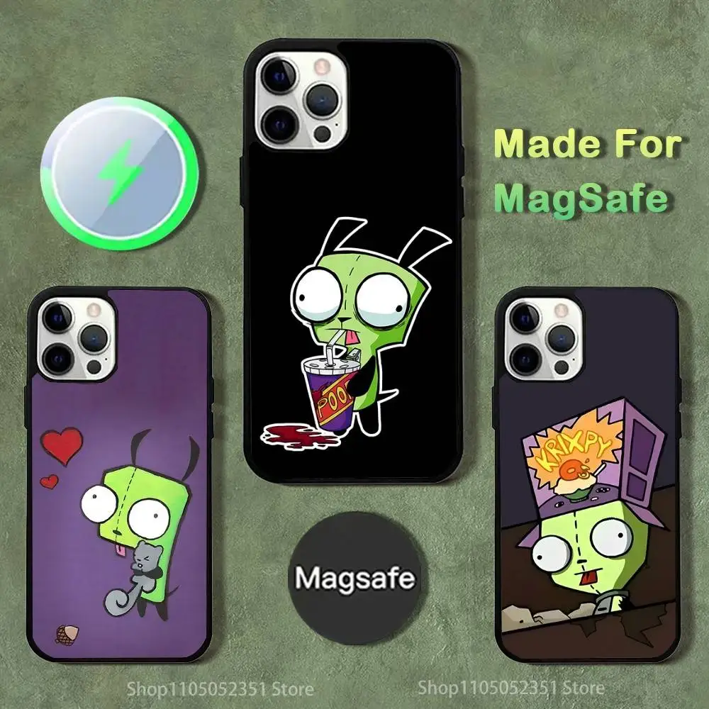 

Cartoon I-Invader Zim Phone Case For iPhone 16,15,14,13,12,11,Pro,Max,Plus,Mini,SE4,E Magnetic Magsafe Wireless Charging
