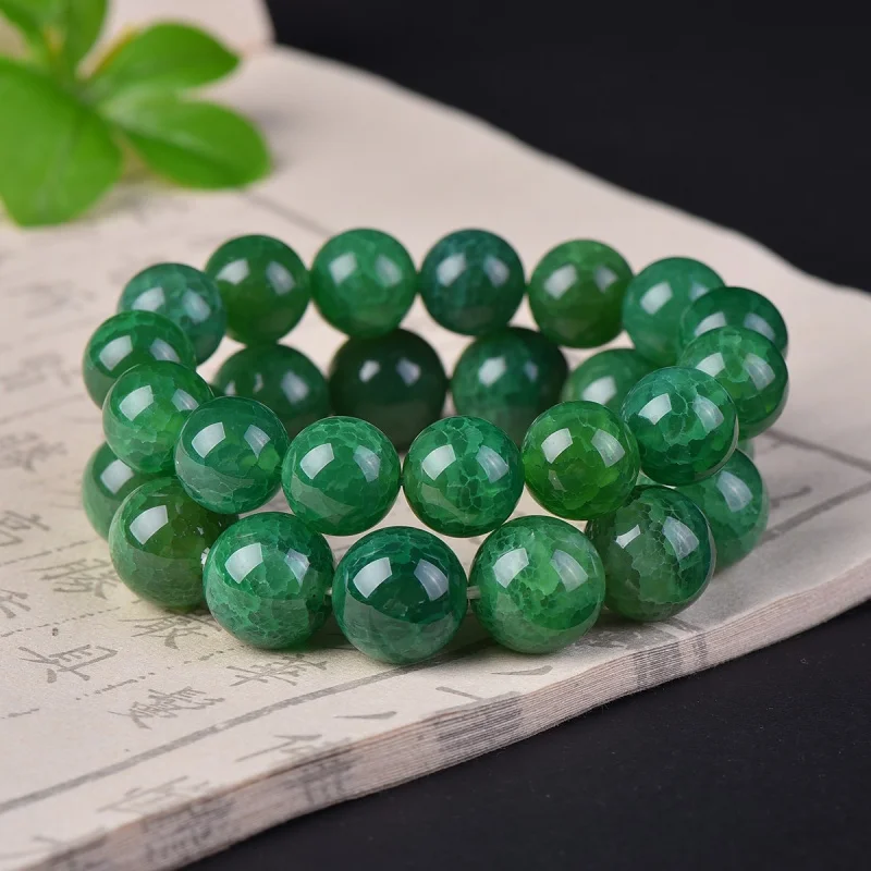 

Новые браслеты и ожерелья с узором в виде чешуи для мужчин и женщин, зеленый агат