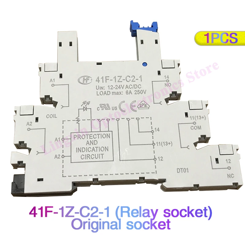 5Pcs new original HF relays HF41F-005-ZS HF41F-012-ZS HF41F-024-ZS HF41F 5V 12V 24V ZS ZST HS HST 5Pin 6A 41F-1Z-C2-1 relay base