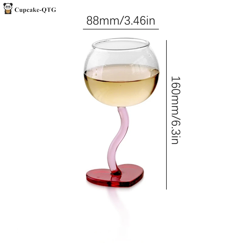 300ml Heart Bottom Glass Goblet Mug Champagne Red Wine Glass Cup Borosilicate Heat-resista Glass Cocktail Glass Mug