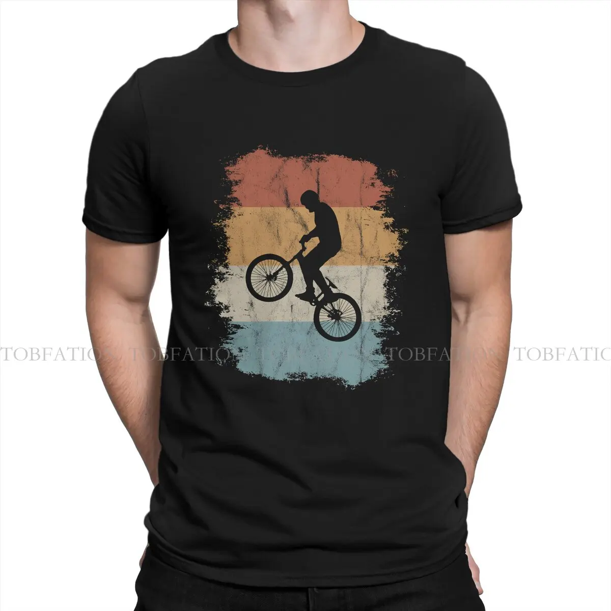 Tricking Extreme Sports TShirt for Men Vintage Wheely Rad Retro BMX Bike Silhouette Gift Soft Casual Sweatshirts T Shirt