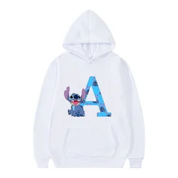 White Stitch Letter ABCD Children Cotton Hoodies Name Combination Woman and Men Cartoon Kawaii Hoodies Casual Girl Harajuku Top