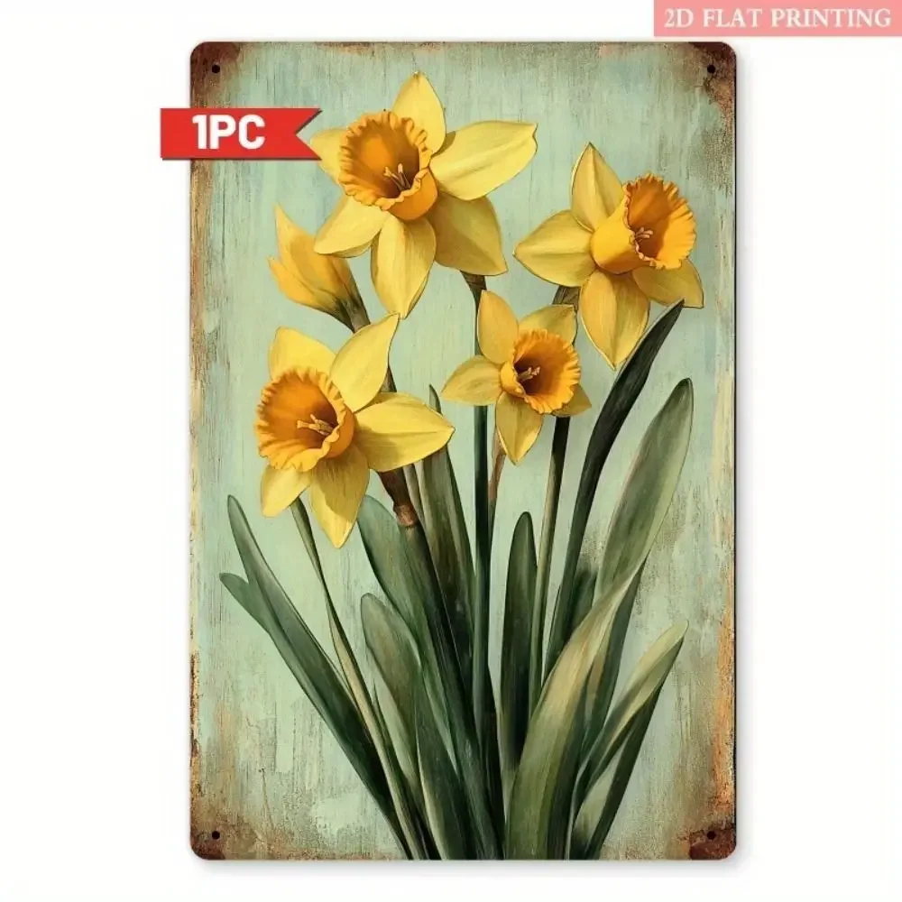 CIFBUY 1pc Vintage Iron Sign Field Flowers Metal Wall Decor 20x30cm, Rustic Country Farmhouse Art for Home Interior