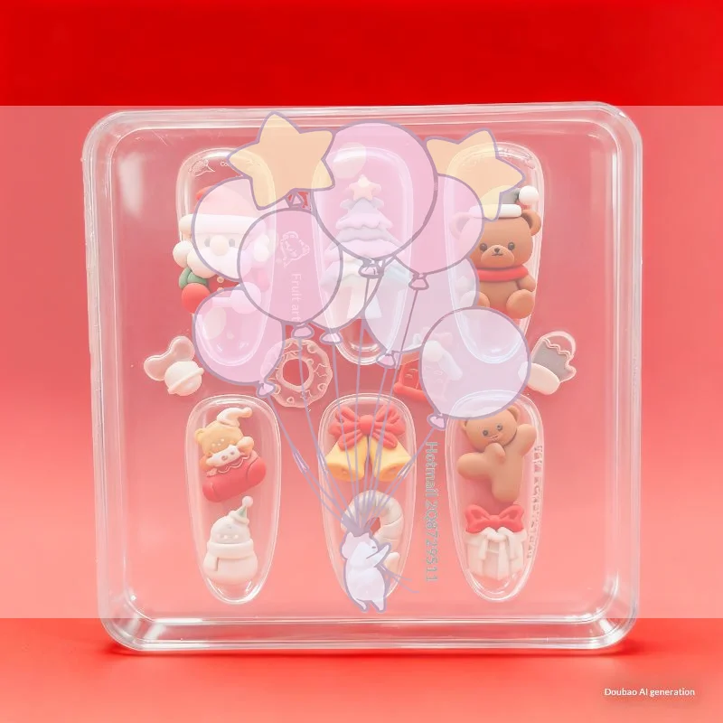 1 قطعة DIY بها بنفسك قوالب ديكور مانيكير شفافة شجرة عيد الميلاد ثلج الزنجبيل رجل ثلاثية الأبعاد مسمار الفن قوالب السيليكون