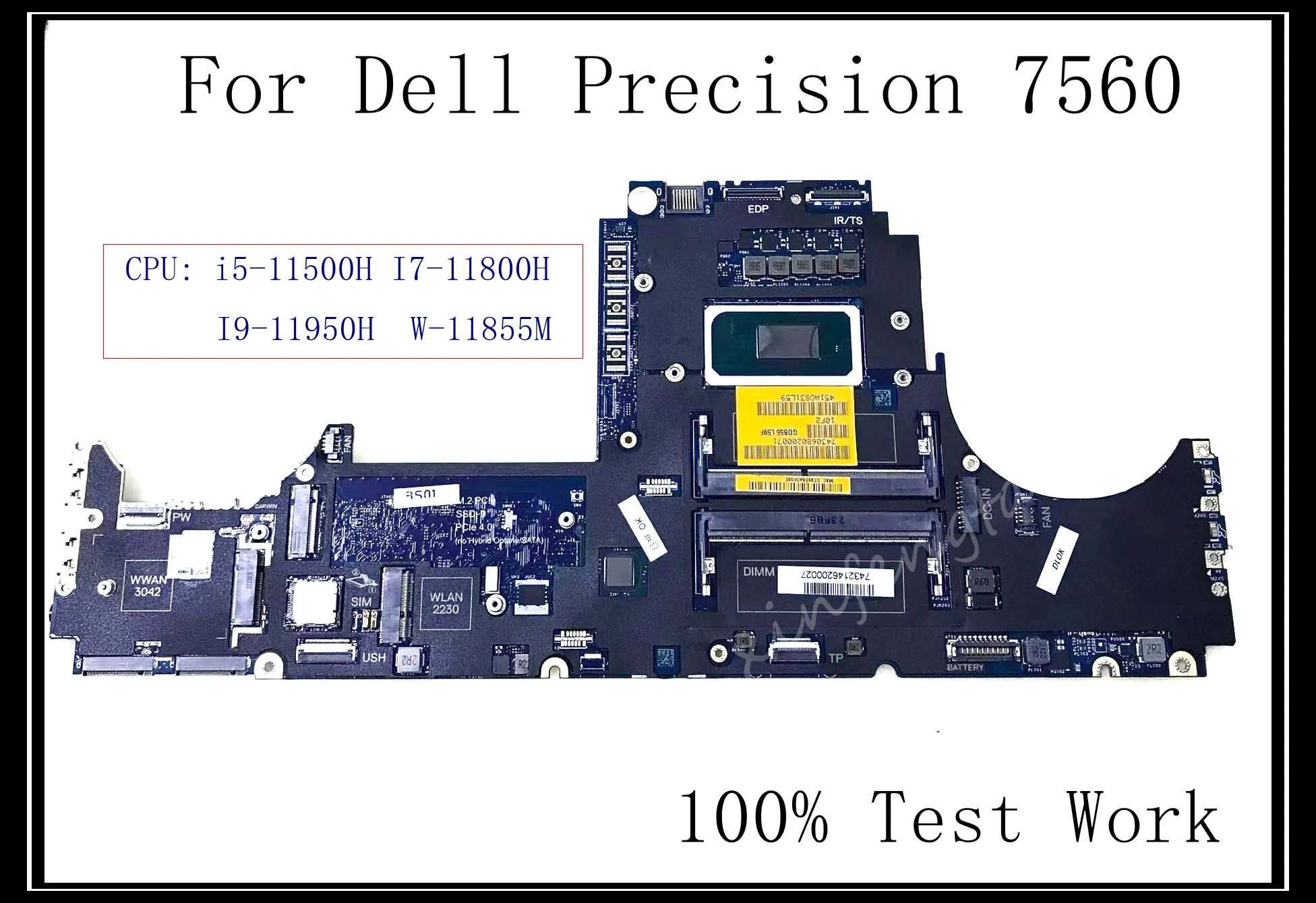 For Dell Precision 7560 Laptop Motherboard LA-K621P DDR4 RAM with i5 i7 i9 w 11th gen CPU 100% Test Work