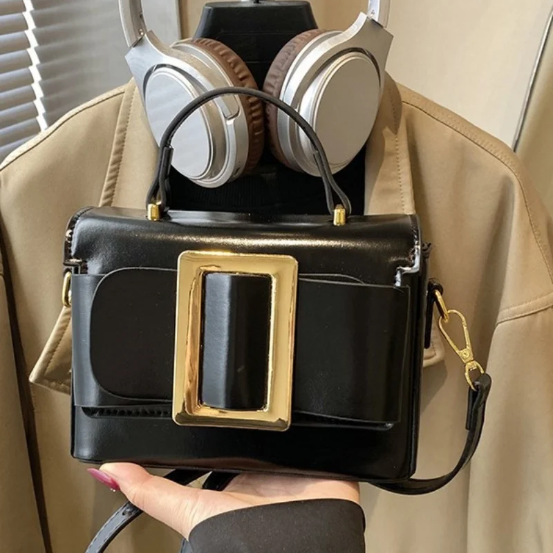 

PU Hand-held Small Square Bag 2026 New Women's Casual Mini Crossbody Bags Retro Solid Color Buckle One Shoulder Pack