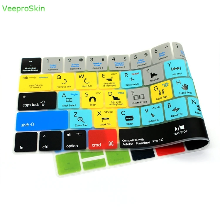 Adobe Premiere Pro CC  for Macbook Pro13 15Touch Bar A1706 A1707 Hotkey Function Shortcut Silicone Keyboard Cover Keypad Skin