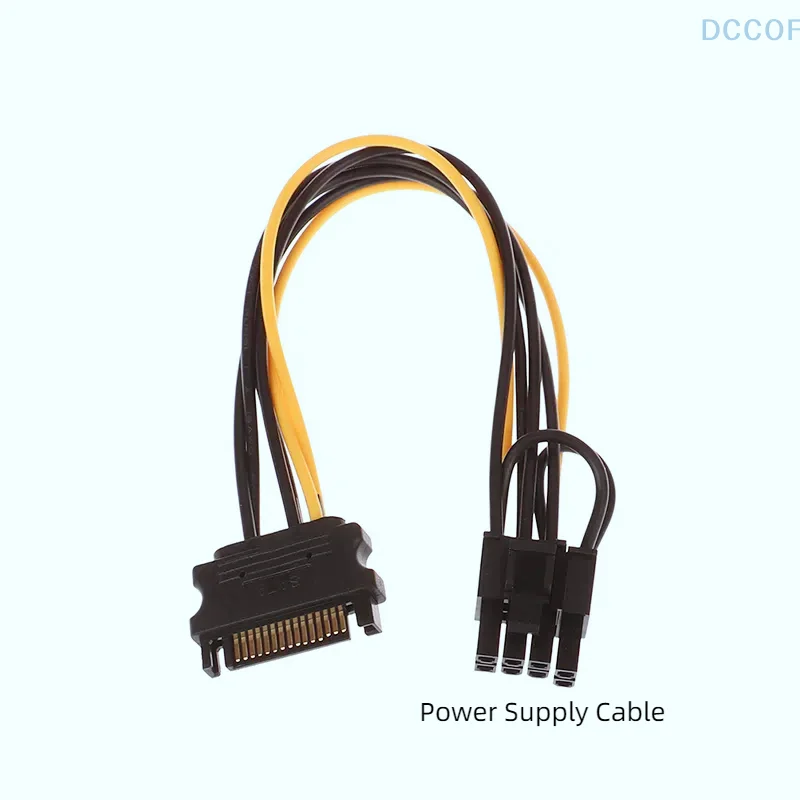 

1Pc 15Pin SATA Male To 8Pin(6+2) PCI-E Power Supply Cable 20cm Graphics Card Power Converter Cable Cable Connectors