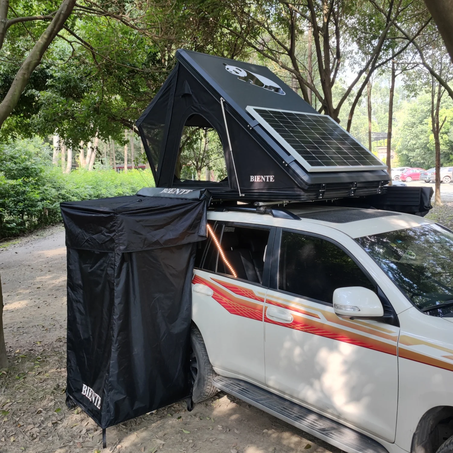 

Outdoor Camping Portable Car Side Shower Tent Awning with LED Light Oxford Fabric Bathing and Toilet Tent for Car Camping