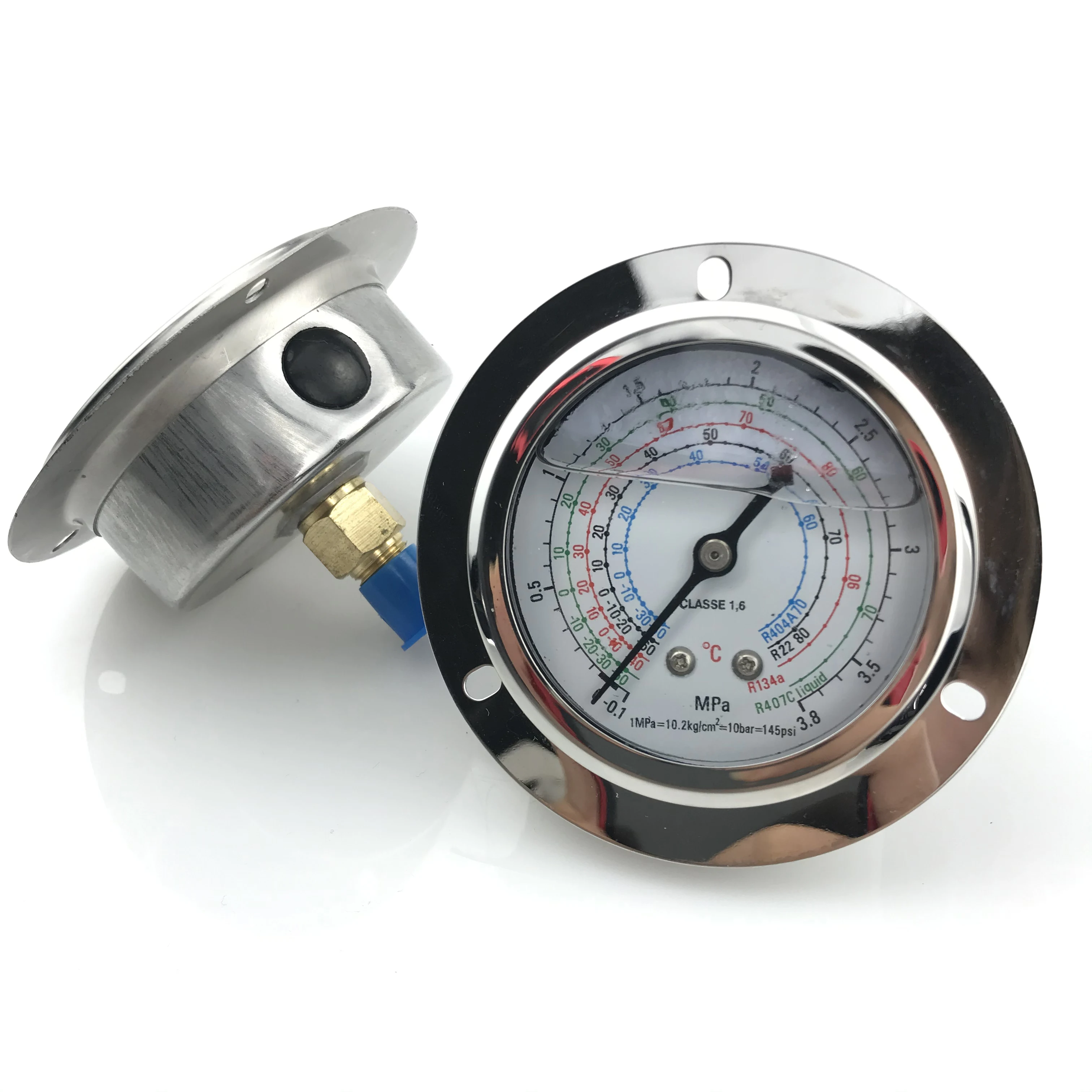 2pcs Cold storage/chiller/group oil filling pressure gauge/shockproof refrigerant gauge/1.8 3.8MPA oil gauge/refrigeration dryer