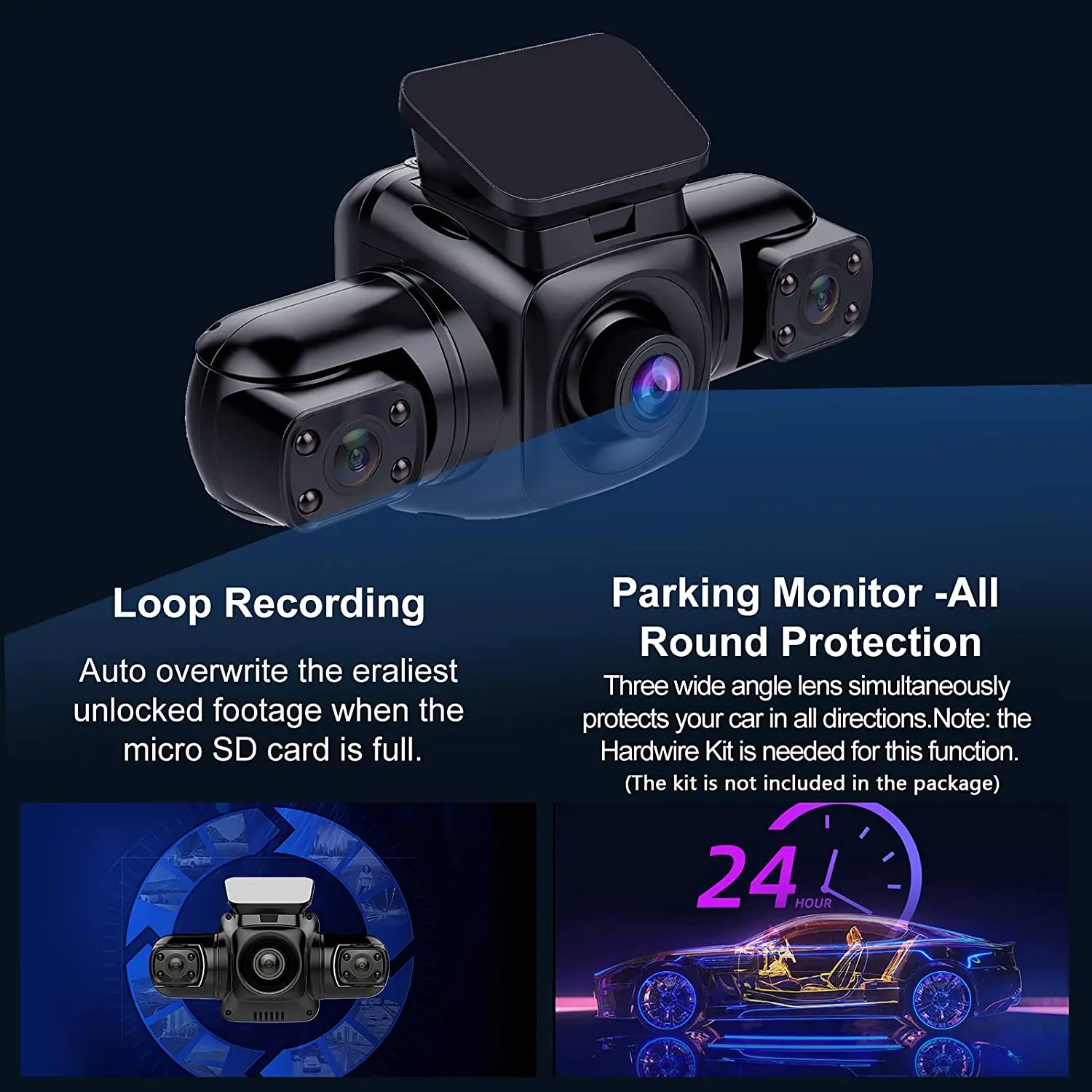 360 ° Dashcam 4 Lens Full Hd 4*1080P Voor Auto Dvr 24H Parking Monitoring Video Dash Camera High-Definition Nachtzicht Wifi