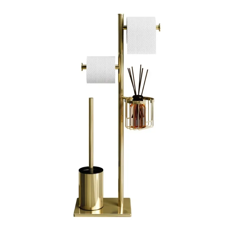 Toilet brush household toilet floor tissue holder bathroom moisture-proof toilet paper roll paper vertical integrated storage