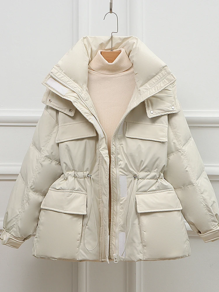 Imagem -04 - Fitaylor Novo Outono Inverno Mulheres Grosso Quente com Capuz para Baixo Parka Bolso Feminino Casual 90 Pato Branco para Baixo Cabolsa Senhoras Neve Outwear