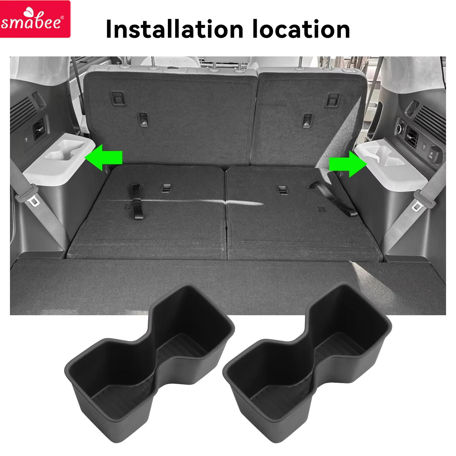 Smabee for Hyundai Santa Fe 6/7 Seats 2024-2026 (3 Row Only) Door Side Cup Holder Insert Cup Box Shock-Absorbing Storage TPE