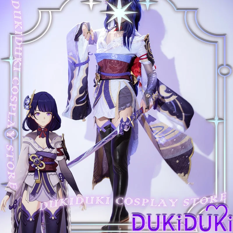 

Костюм для косплея Mihayo Genshin Impact Raiden Shogun для женщин, полный комплект для вечеринок и ролевых игр, карнавальная униформа с париком