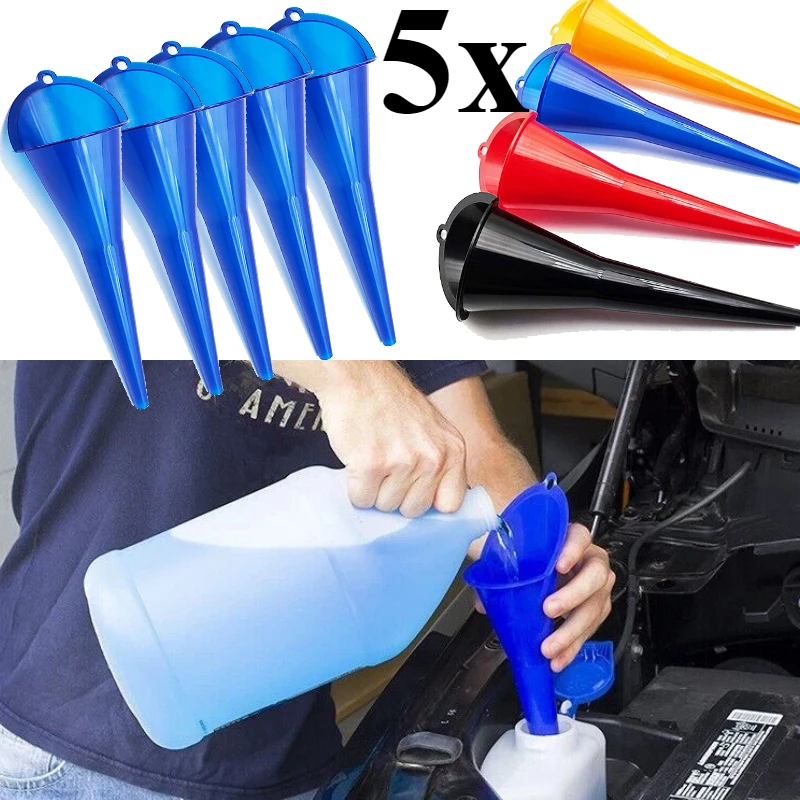 

5pcs Car Long Stem Funnel Oil Fuel Filling Tools Anti-splash Plastic Oil Funnel Motorcycle Refueling Tools Car Accessories