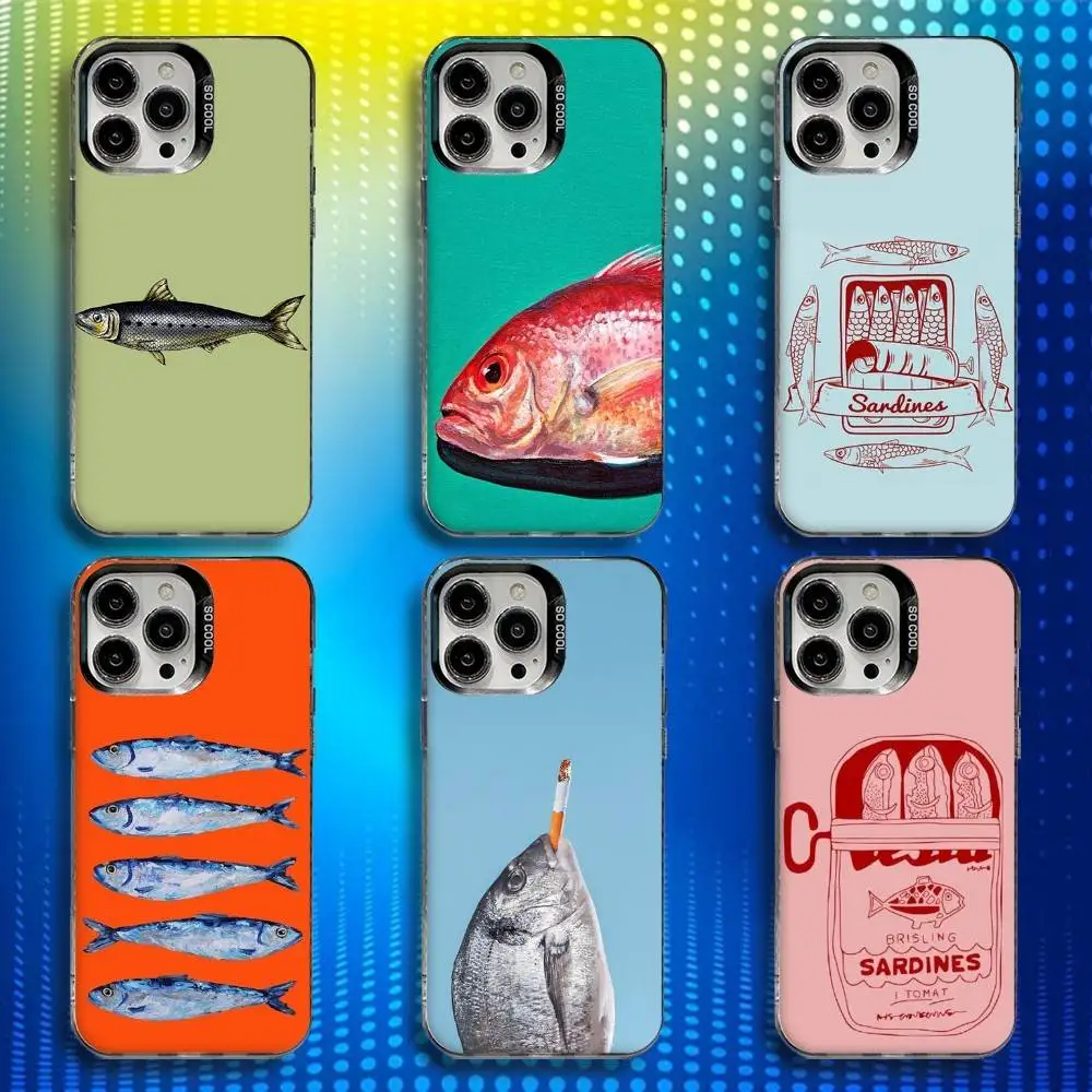 

S-Sardines Phone Case For iPhone 17,16,15,14,13,12,X,8,Pro,Max,Plus,E,SE4,Air,Mini IMD Matte Black