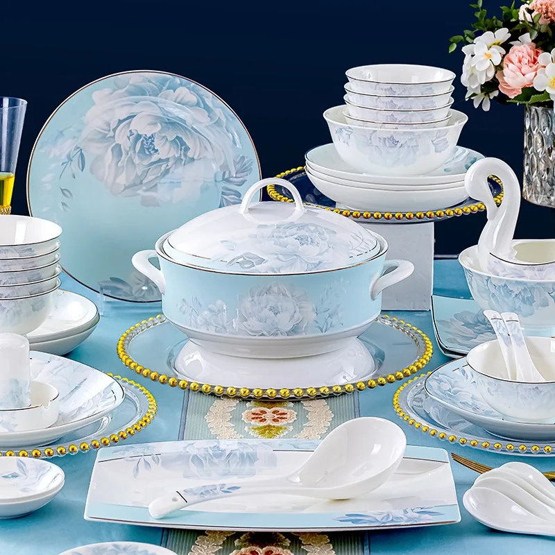 ZMLModern tableware sets, bowls and plates, household high-end porcelain bowls, chopsticks, ceramic dishes wholesale