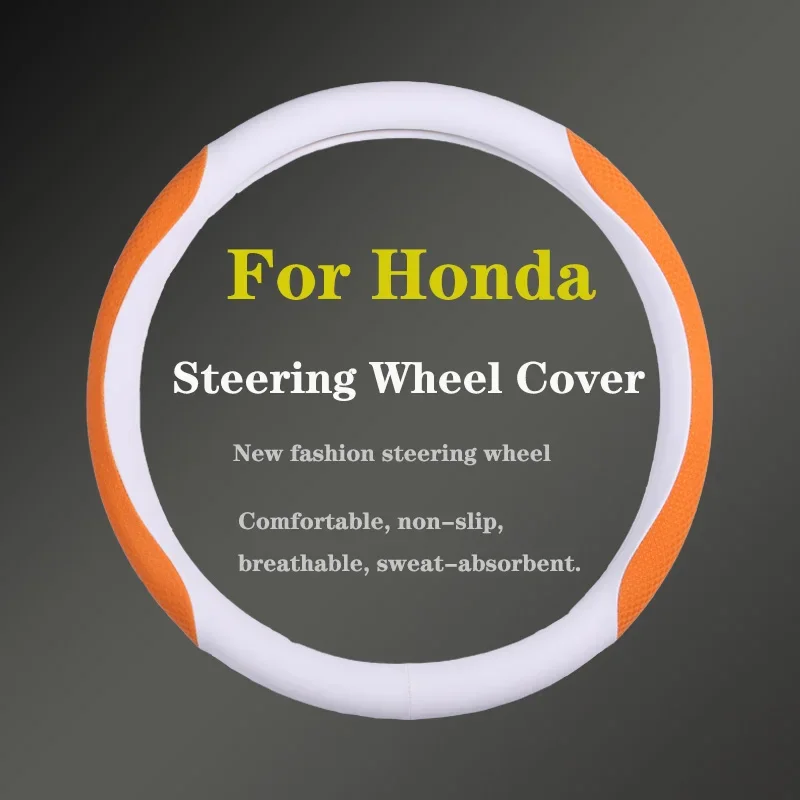 For Honda Steering Wheel Cover Leather Carbon Fiber Car Sreering Cover Fit Civic Accord Jazz Stream CRV HRV URV Vezel