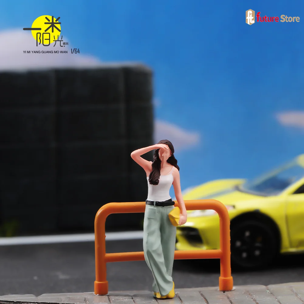 Miniature Figure 1/64 1/24 1/18 Beauty Girl Holding Bag Watching Distance Street Scene 3D Diorama Model Mini Doll Creative Props - Image 4