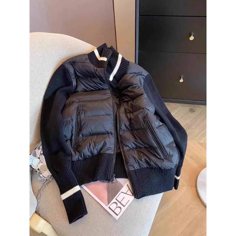 

Женская модная вязаная хлопковая куртка Ele Color Blo в стиле ретро, осенняя верхняя одежда, повседневная шикарная однотонная куртка на молнии