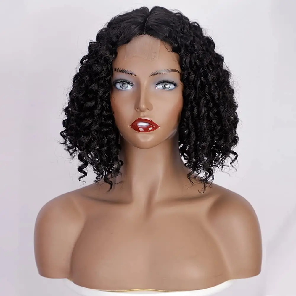 10 inch Kinky Curly Syntheic Wigs Deep Curly For Black Women  Afro Short Curly 4x1 Wigs Natural Looking Afro Full Wigs