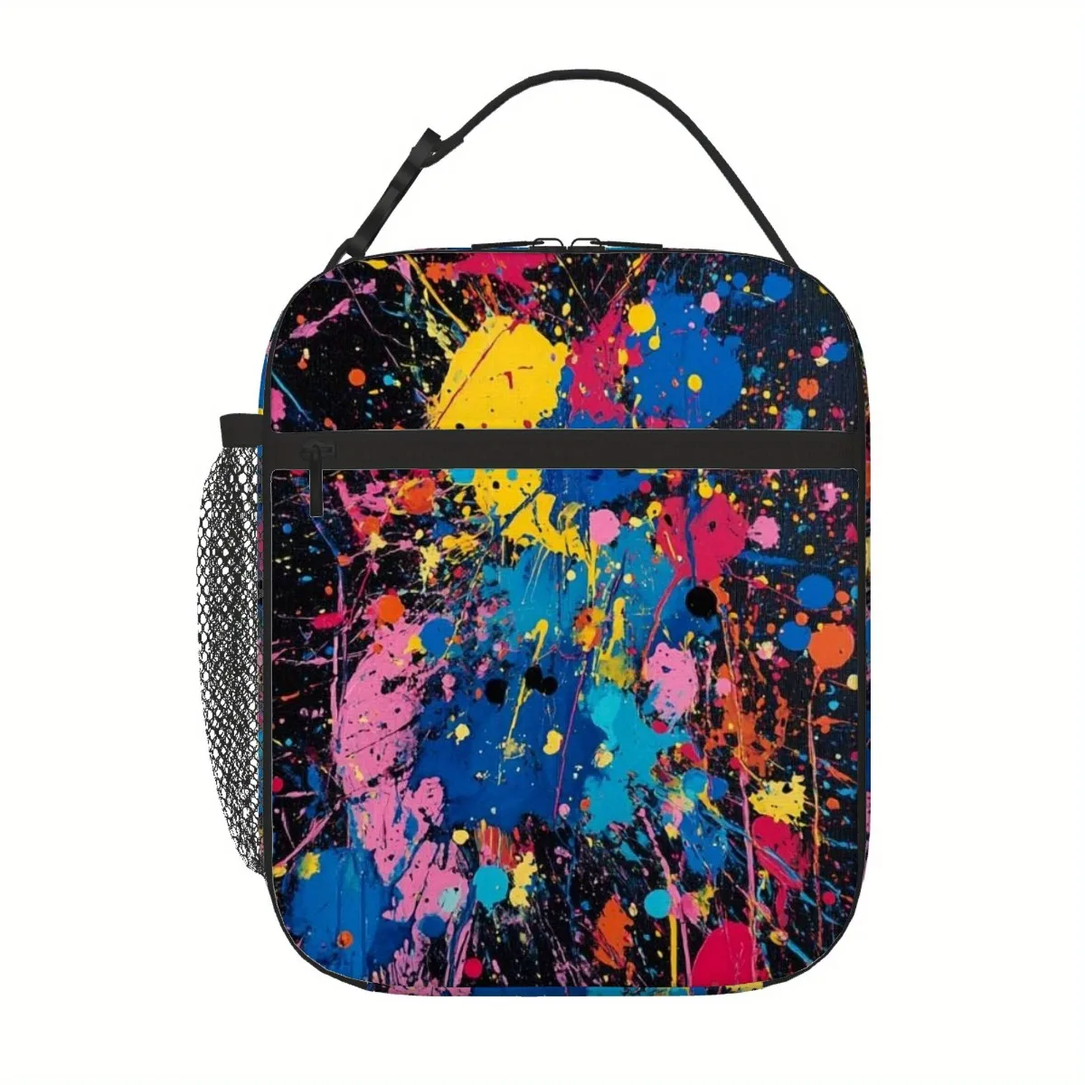 Colorful Splatter Painting Thermal Lunch Bag for Home, Office, or Restaurant Sound, Convenience Lunch Cooler Lunch Box