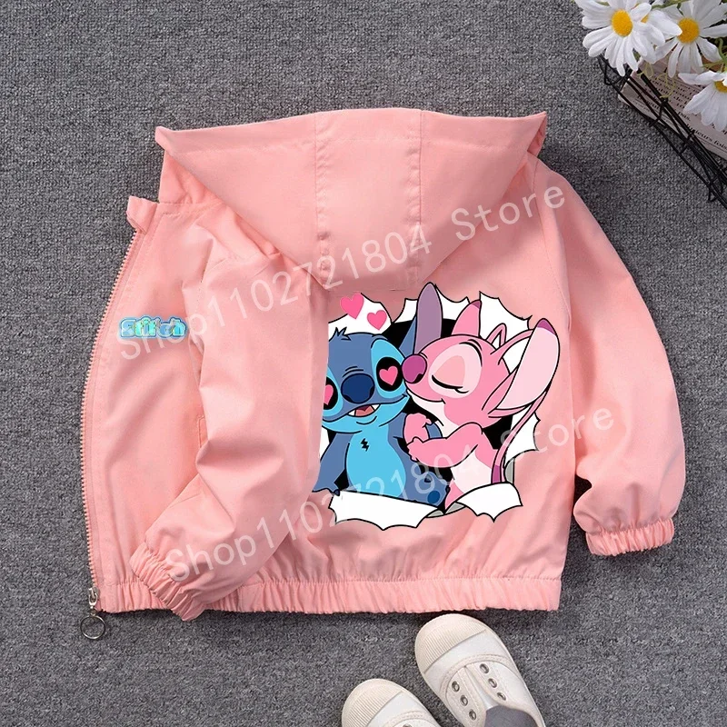 Veste d'extérieur Disney Stitch pour filles, vêtements animés mignons, impression de dessin animé, manteaux CombStich, fermeture éclair, cadeaux d'anniversaire, Kawaii, Y-Clothes