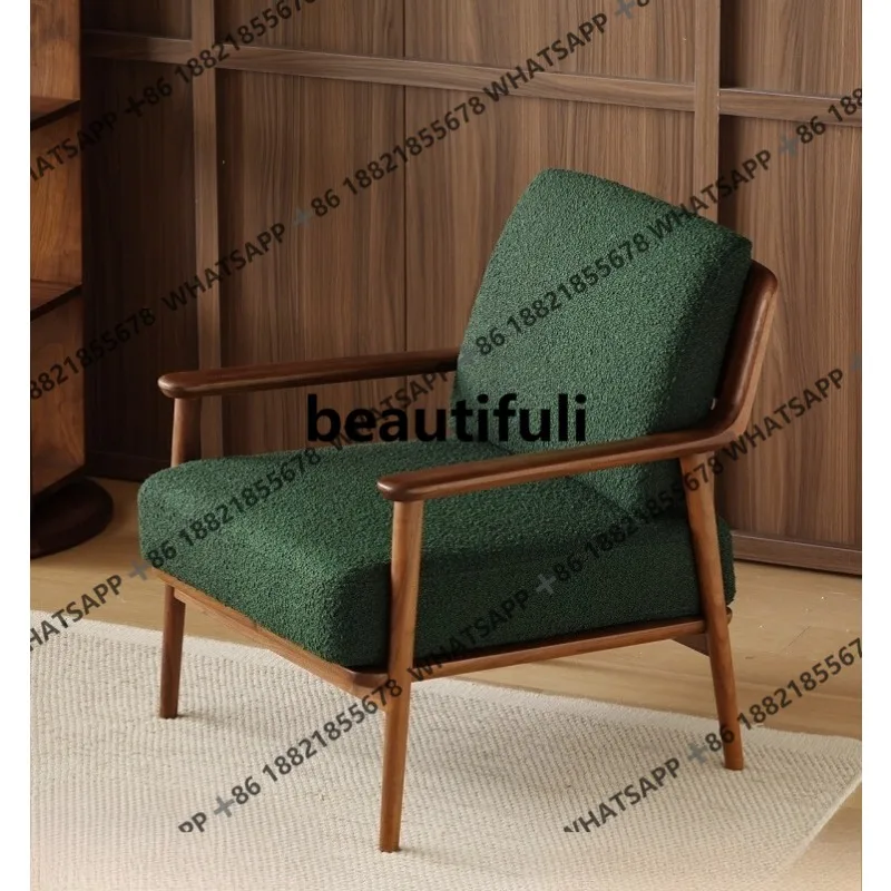 

Black walnut single sofa chair household living room balcony leisure chair