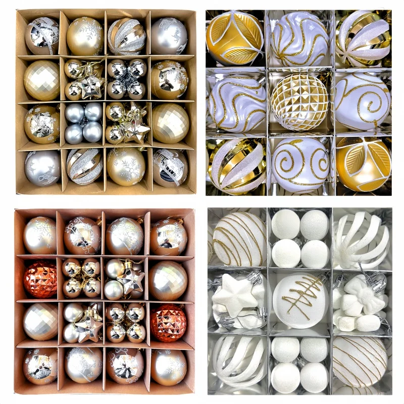 Gold silver mixed XMAS ball set Christmas ball ornaments Shatterproof painted baubles Christmas tree decoration luxury style