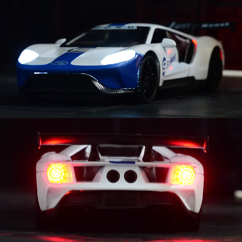 موديل سيارة فورد GT-Alloy رياضية ، 1:32 ، سيارات لعبة معدنية ، محاكاة نموذج سيارة ، صوت وضوء ، هدية مجموعة