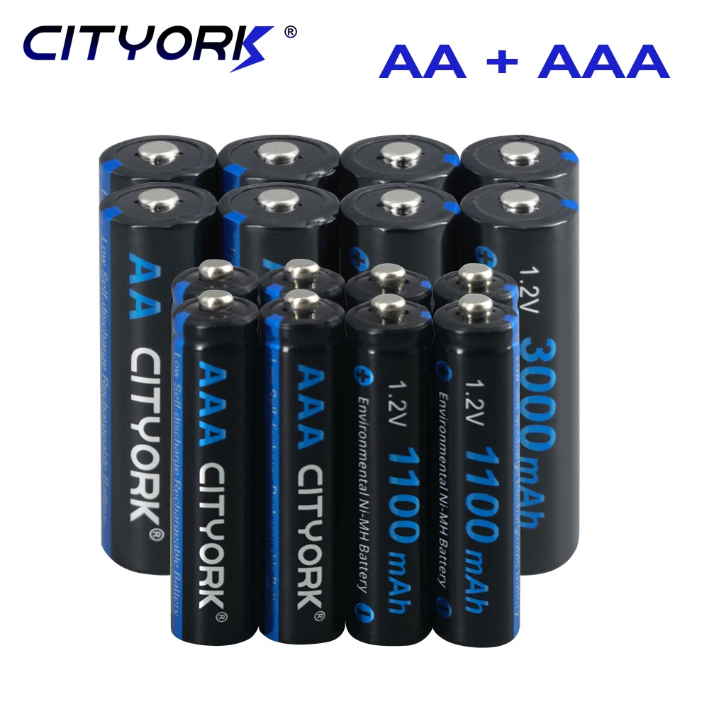 CITYORK 1.2V AA+AAA akumulatory AA 3000mAh AAA 1100mAh aa 2A Bateria aaa nimh i ładowarka LCD 1.2V AA AAA