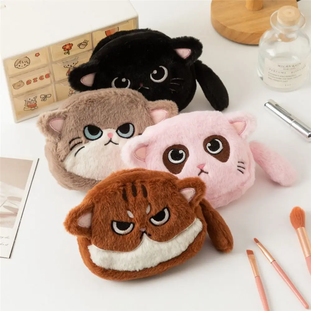 Gift Cat Shape Coin Purse Zipper Closure Mini Makeup Organizer Soft Cute Lipstick Pouch for