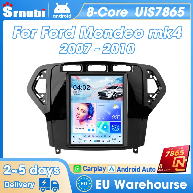 Srnubi Radio de voiture multimédia sans fil Carplay Android Auto GPS Navigation 9,7 pouces pour Ford Mondeo mk4 Galaxy A/C 2007-2010, unité principale avec écran QLED, prise en charge du contrôle du volant, DSP 8 cœurs, Bluetooth 5.4