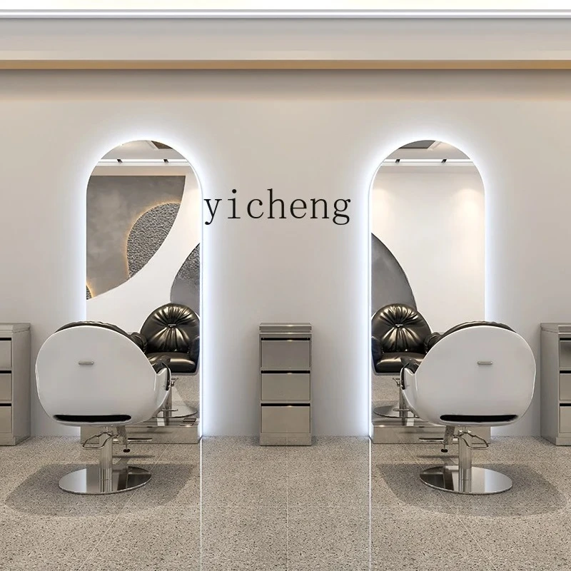a6.25 single and double-sided barber shop mirror table acrylic edge stainless steel base makeup mirror
