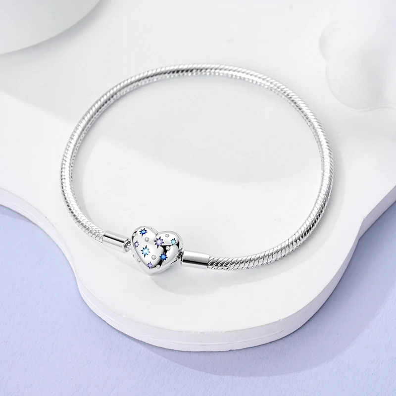 Neu: Armband aus 925er Sterlingsilber, Original, 17-20 cm, mit Kreuz- und Liebesanhängern, passend für Charms, DIY-Schmuck, Geschenk für Frauen – Detail 11