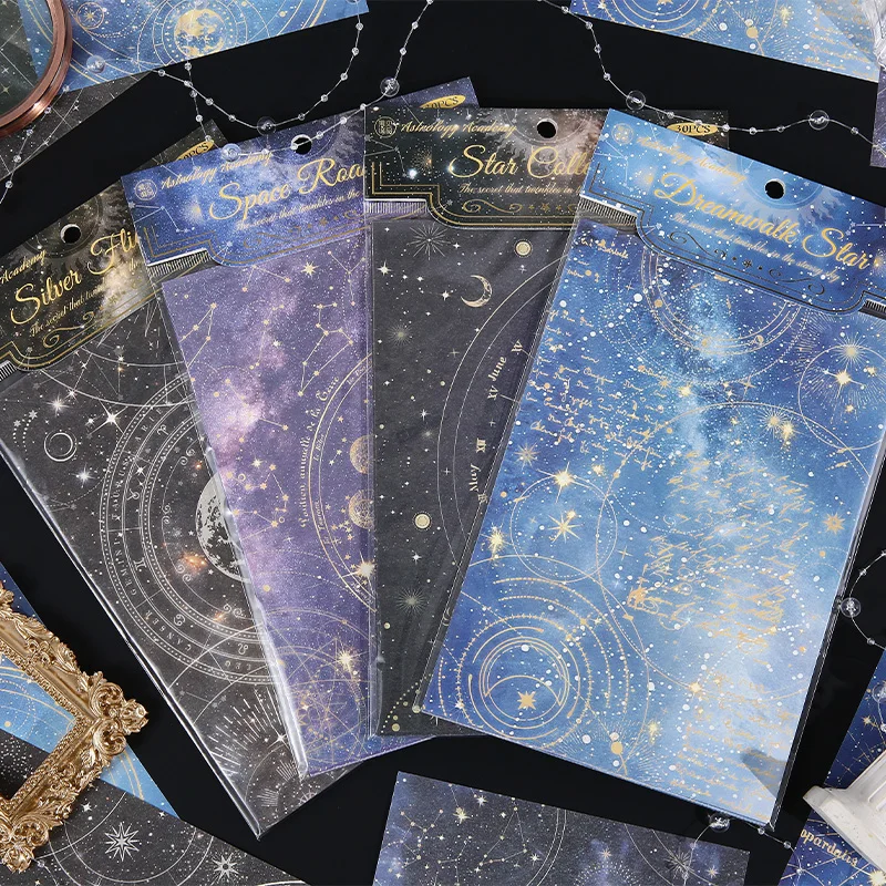 4 styles 30 pcs Magic starry sky Series Decorative paper Diy Diary Album Scrapbooking Material Junk Journal Supplies