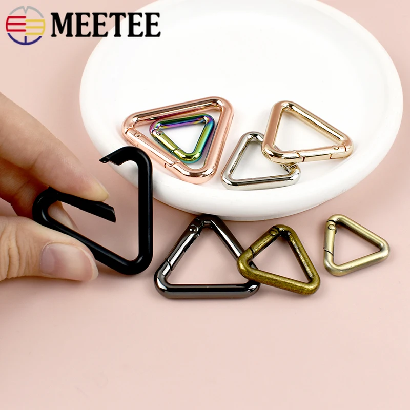 5/10Pcs Metal Triangle Spring Ring Openable Bag Belt Strap Buckle