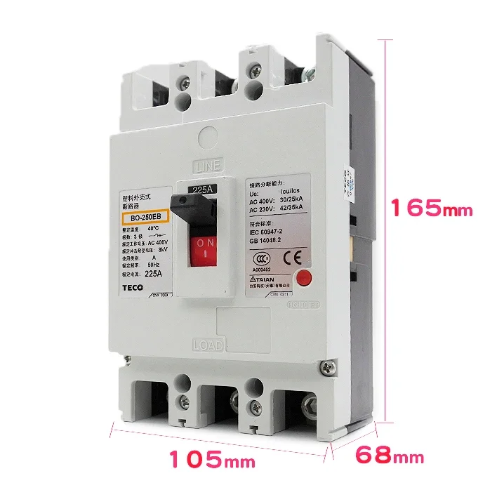 Tai'an molded case circuit breaker 3P main air switch BO-250EB 175A/200A