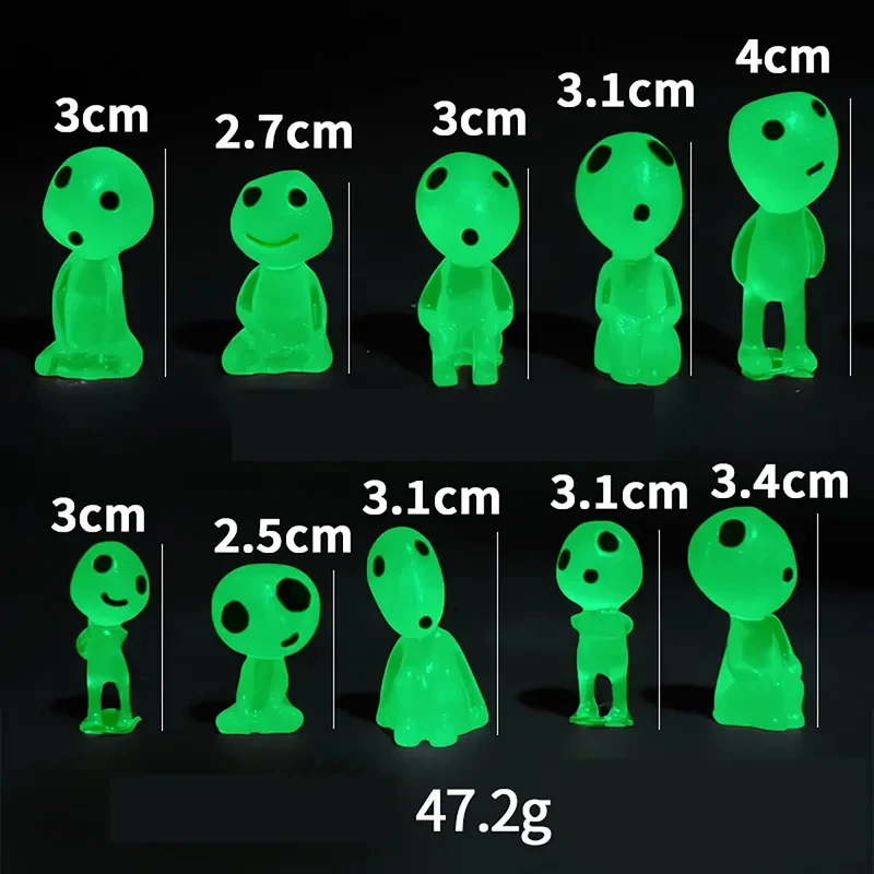 Luminous Elves Mini Figures Fish Tank Decor Kodama Glow in The Dark Figures Garden Micro Flower Potted Landscape Ornament view 6