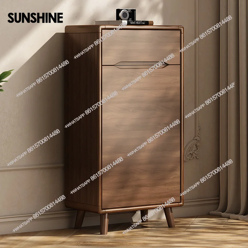 All solid wood shoe cabinets enter the household door, porch cabinets, narrow small apartment 50cm locker