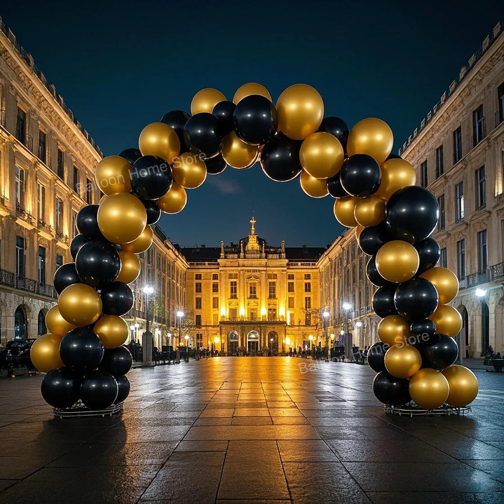 82pcs Black Gold Colors Latex Balloon Arch Set for Adult Birthday Wedding Gender Reveal Bachelorette Party Family Reunion Decor
