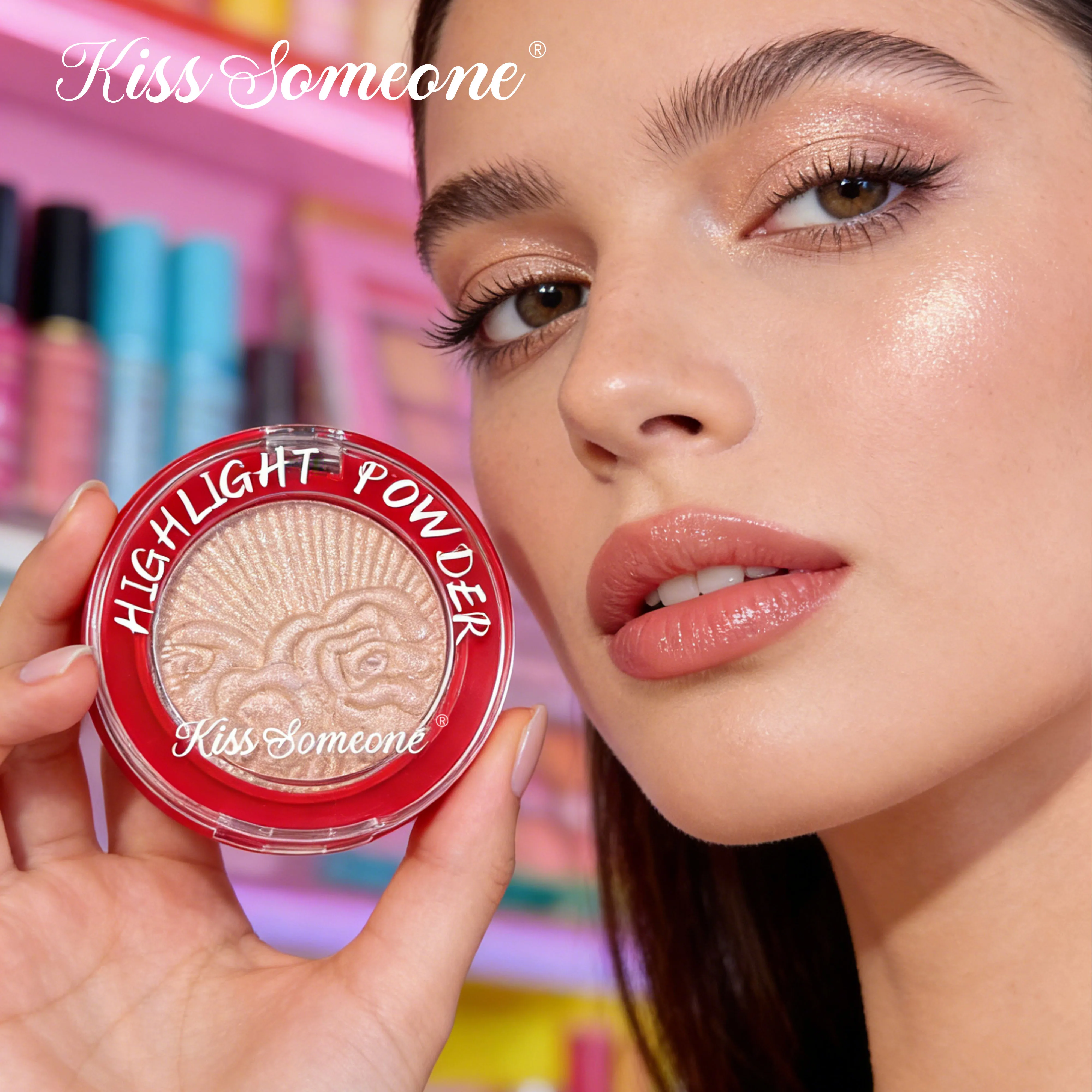 Highlighter, Intensely Pigmented for a High-Impact Dewy Finish Highlighter, Powder Highlighter Makeup, High Glossy Illuminator