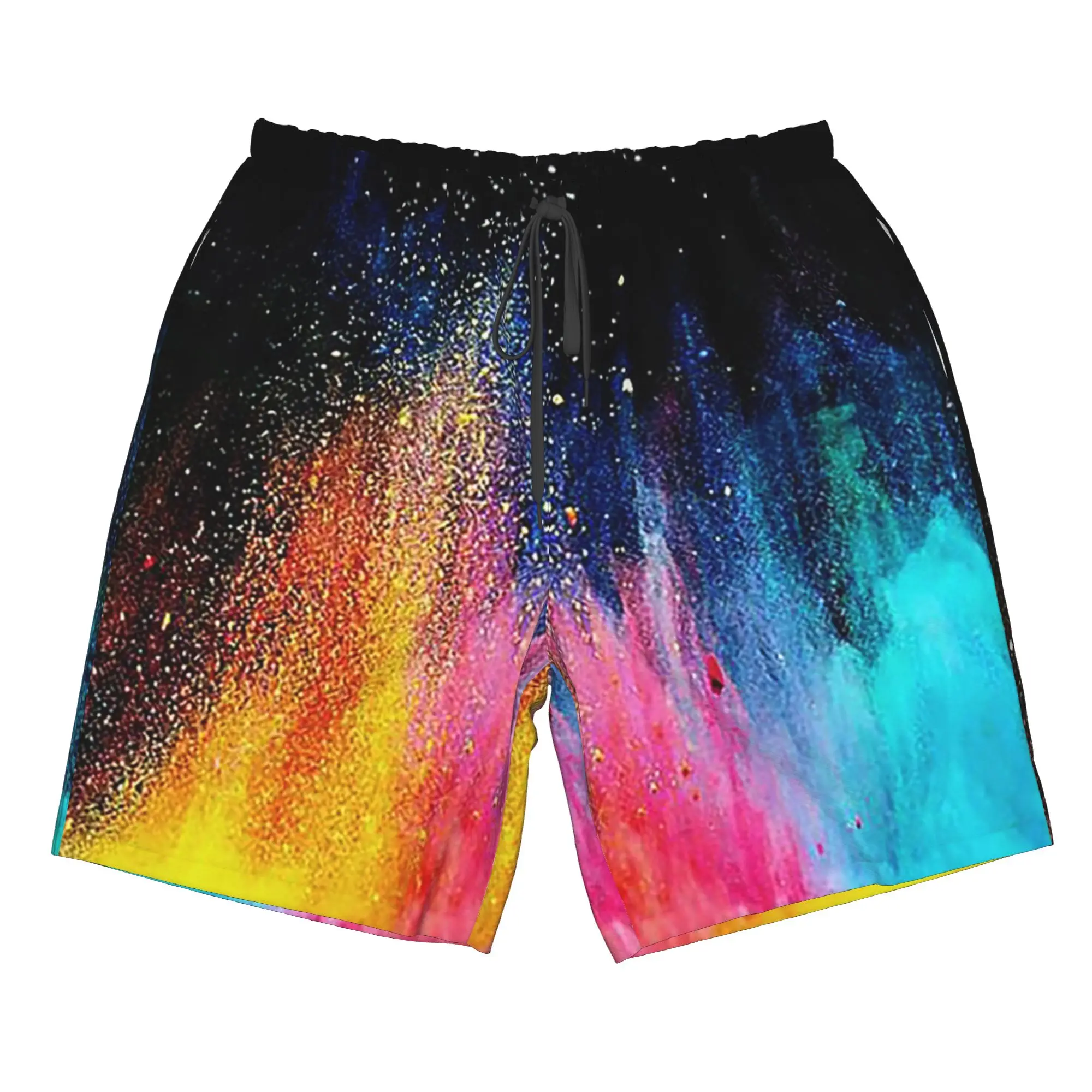 Rainbow Graffiti in Dark Trunks Beach Board Shorts Casual Quick Dry Swim Summer Men Pants