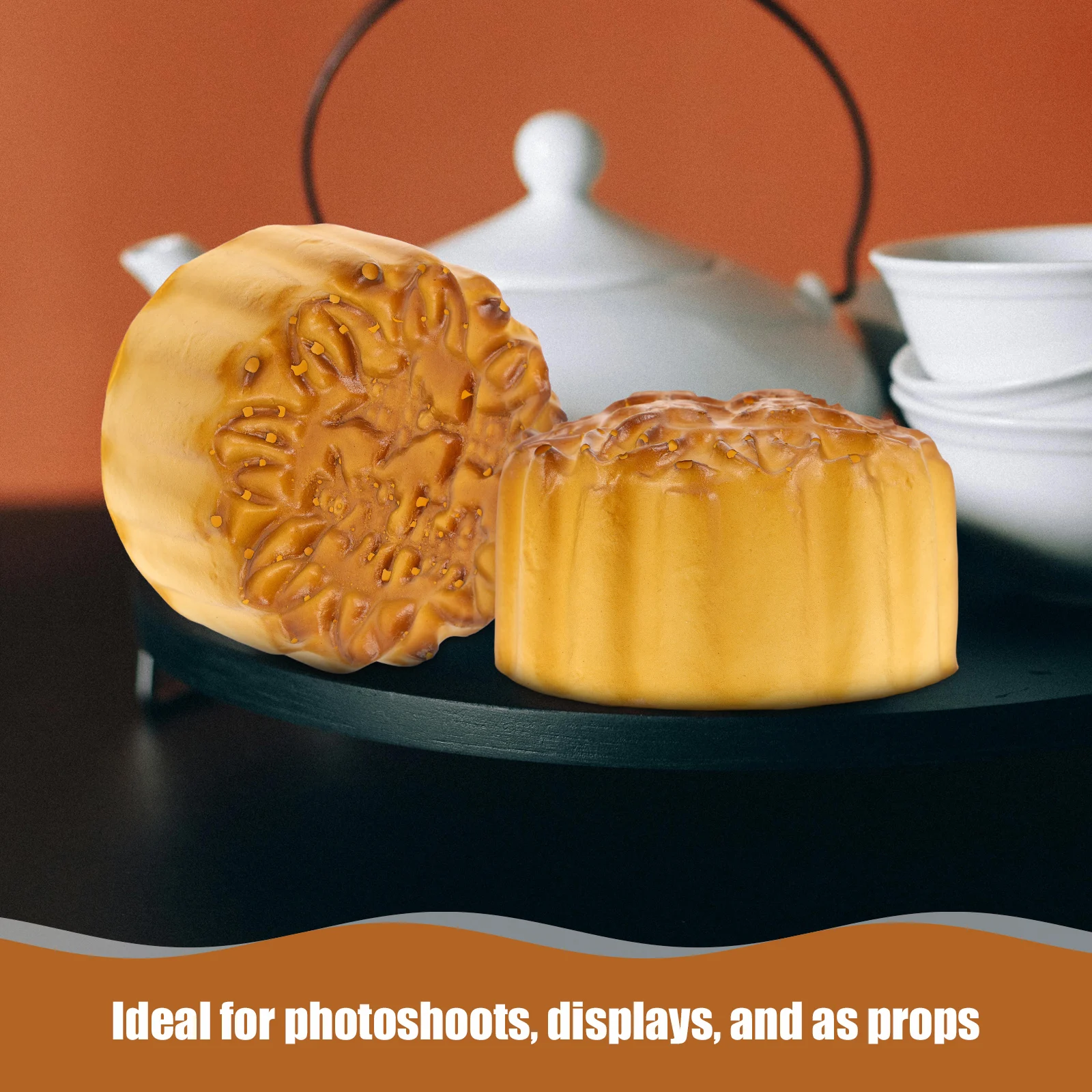 

4pcs Simulated Mooncake Artificial Decor Props Elastic Aromatic PU Material Chinese Tradition Display Home Festive Educational