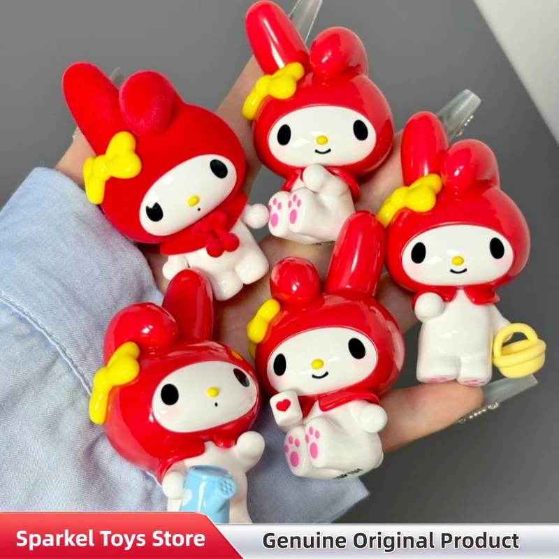 本物のマイメロディクラシックシリーズミニフィギュアブラインドボックスかわいいデスクトップオーナメントかわいいコレクタブルフィギュアおもちゃ女の子へのギフト